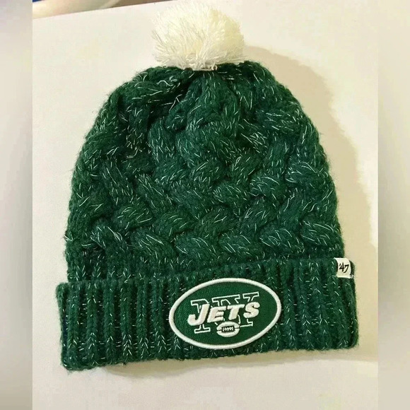 47 Accessories - New Era New York Jets NFL Pom Chunky Knit Hat On Field Sideline Beanie Hat Women